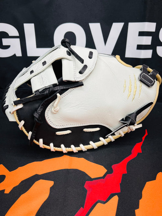 PRO GRADE LEFT HAND THROW CATCHER'S MITT WHITE, BLACK, CAMEL