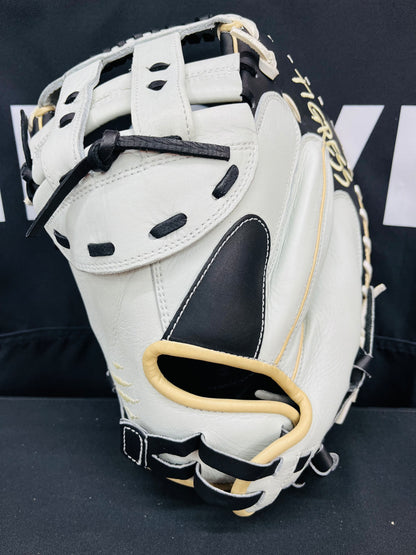 PRO GRADE LEFT HAND THROW CATCHER'S MITT WHITE, BLACK, CAMEL