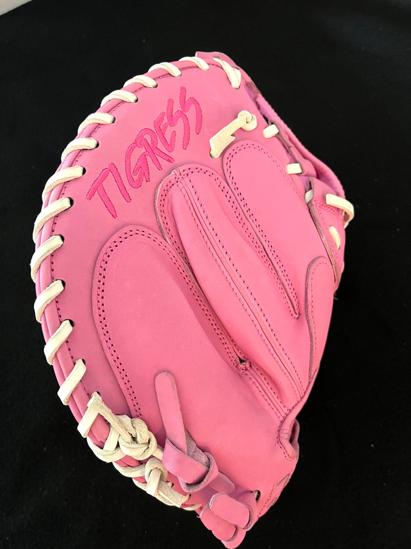 PRO GRADE RHT CATCHER'S MITT H-WEB PINK W/ PINK LOGO