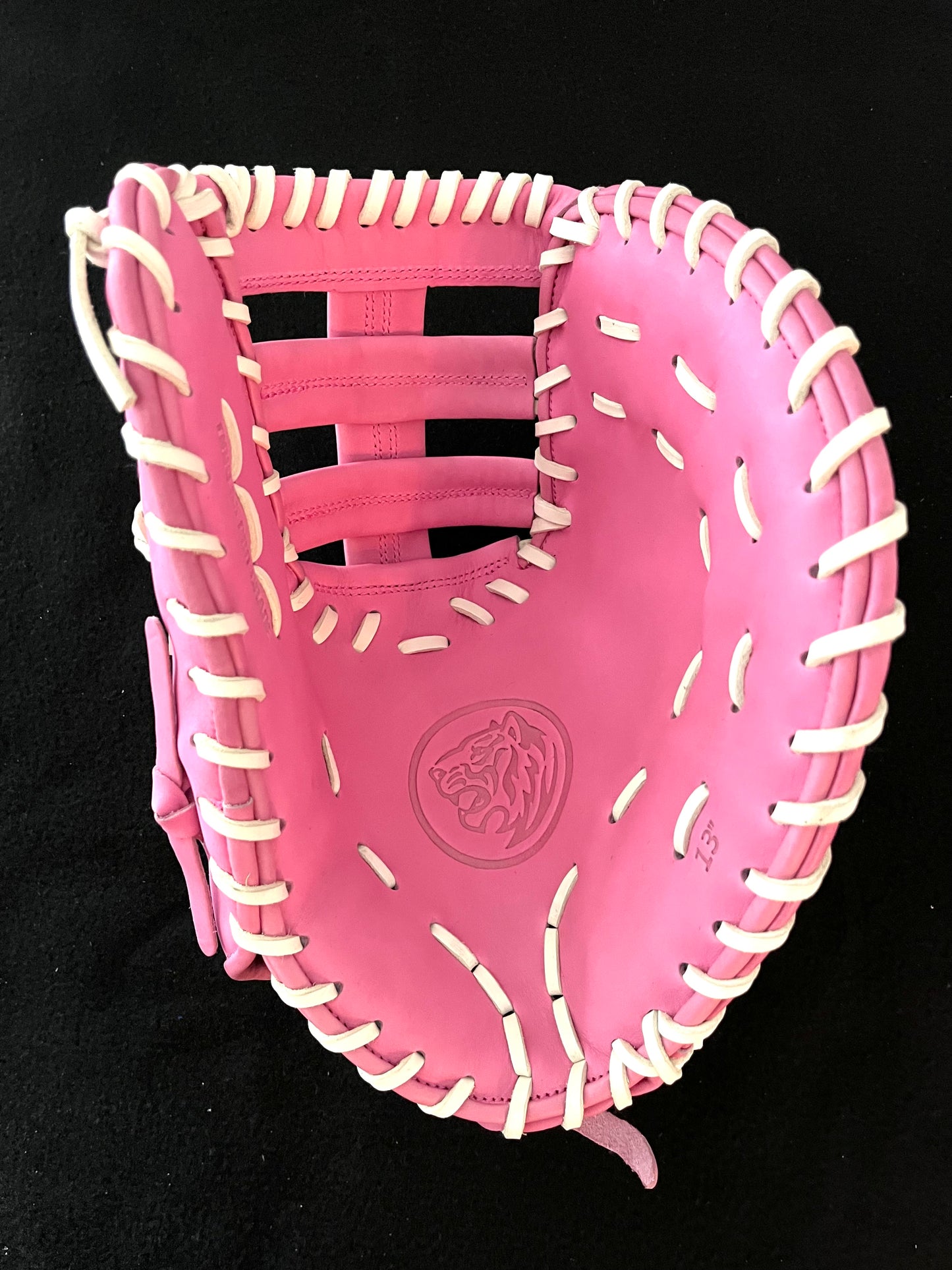 FIRST BASE MITT, PINK W/PINK LOGO CINCH WRIST RHT