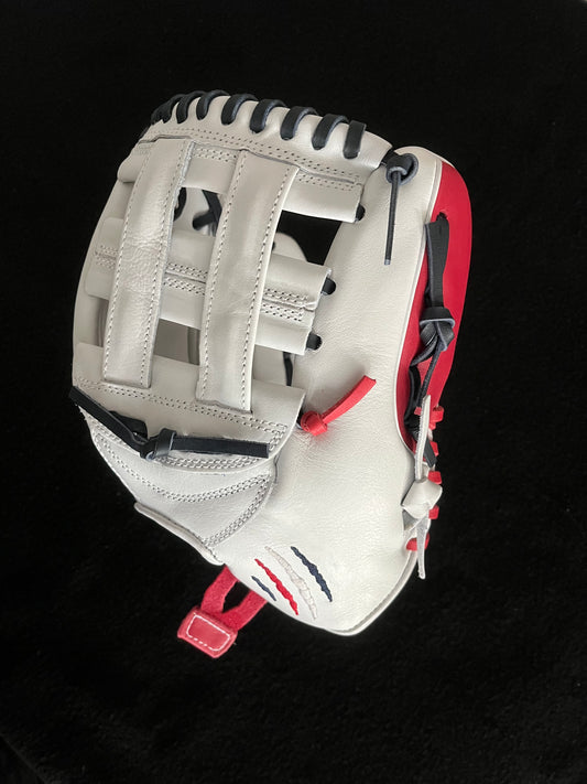 CUB SERIES 11.5" RHT WHITE/RED/NAVY H-WEB CINCH W/ AMERICAN FLAG AND RED HEEL LACE