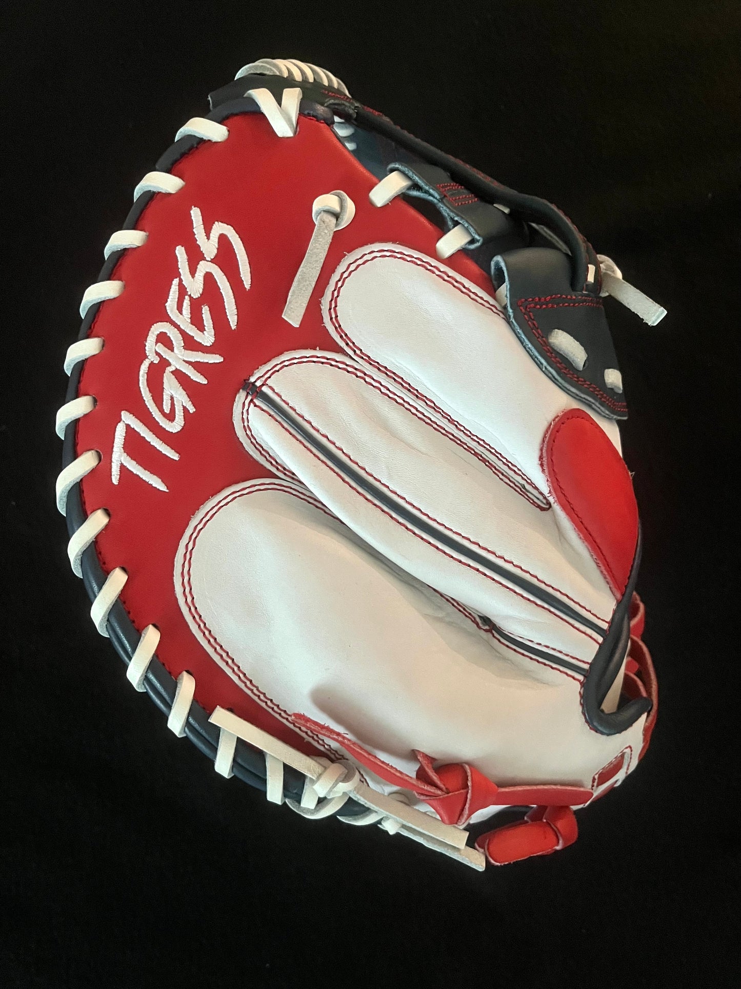 34" PRO GRADE RED, WHITE AND BLUE RHT/LHT CATCHER'S MITT CINCH