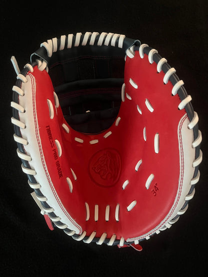 34" PRO GRADE RED, WHITE AND BLUE RHT/LHT CATCHER'S MITT CINCH