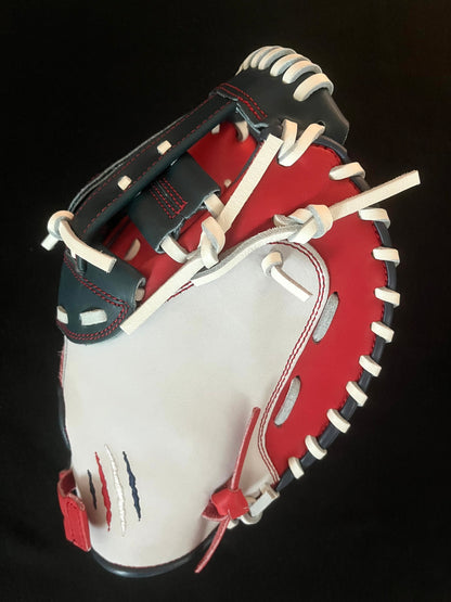 34" PRO GRADE RED, WHITE AND BLUE RHT/LHT CATCHER'S MITT CINCH
